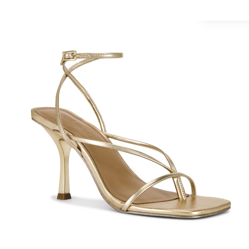 Steve Madden Metallic Gold Strappy Square-Toe Heels